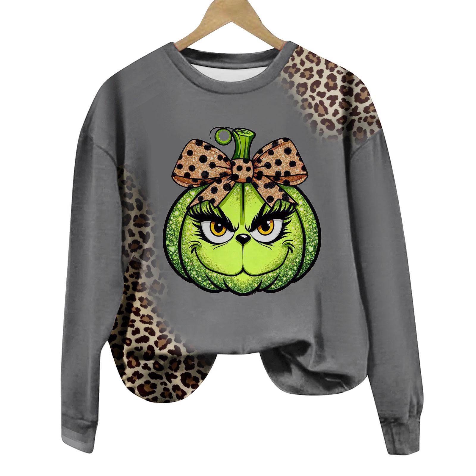 

Женская футболка с круглым вырезом, длинными рукавами и 3D-принтом черепа 5XL