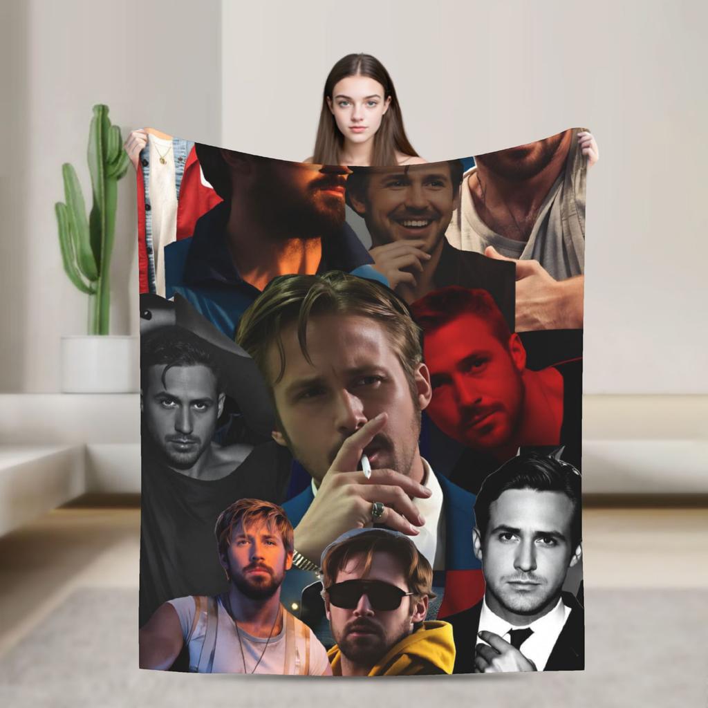 Ryan Gosling Collage Warm Soft Blanket Funny Travel Office Throw Blanket Couch Bed Flannel Bedspread Sofa Bed Cover