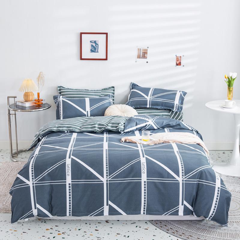 Washed Cotton Bedding Four-piece Set, Quilt Cover, Bed Sheet, Dormitory Three-piece Set
