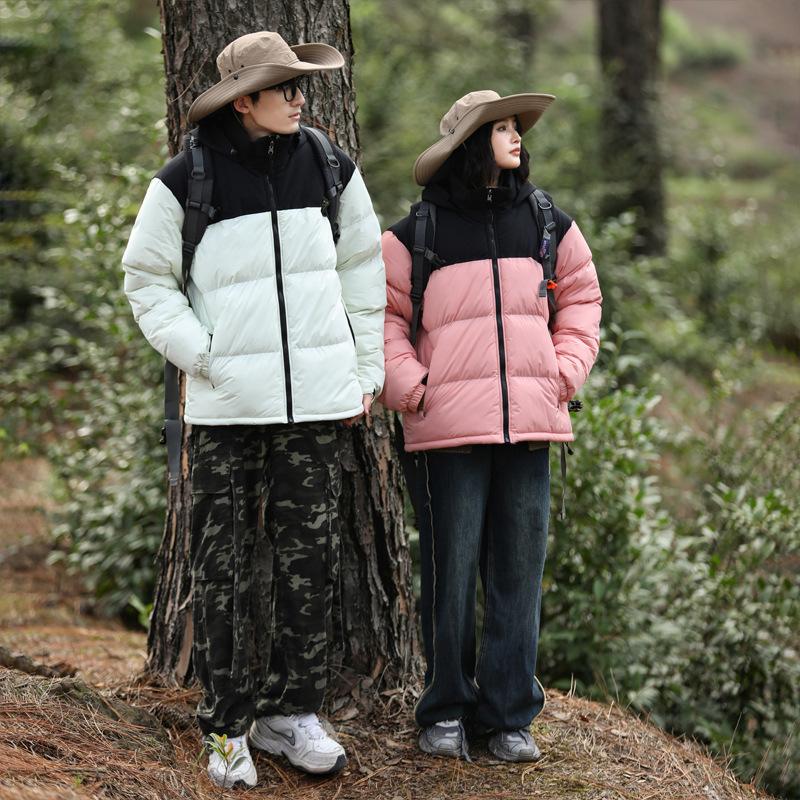 New Men's Cotton-padded Clothes Couple Fashion Coats, Women's Cotton-padded Clothes Light Board Bread Clothes Thickened Color Matching Coats