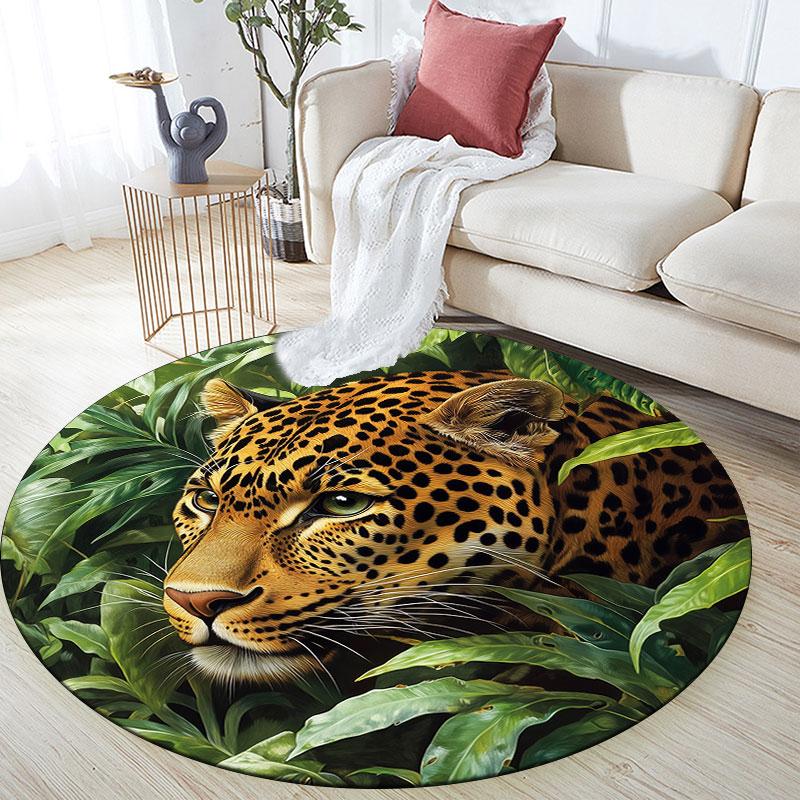 Leopard Pattern Round rug,Carpet Rug for Living Room Bedroom Playroom ,Non-slip Floor Mat,Holiday Gifts and Birthday Gifts.