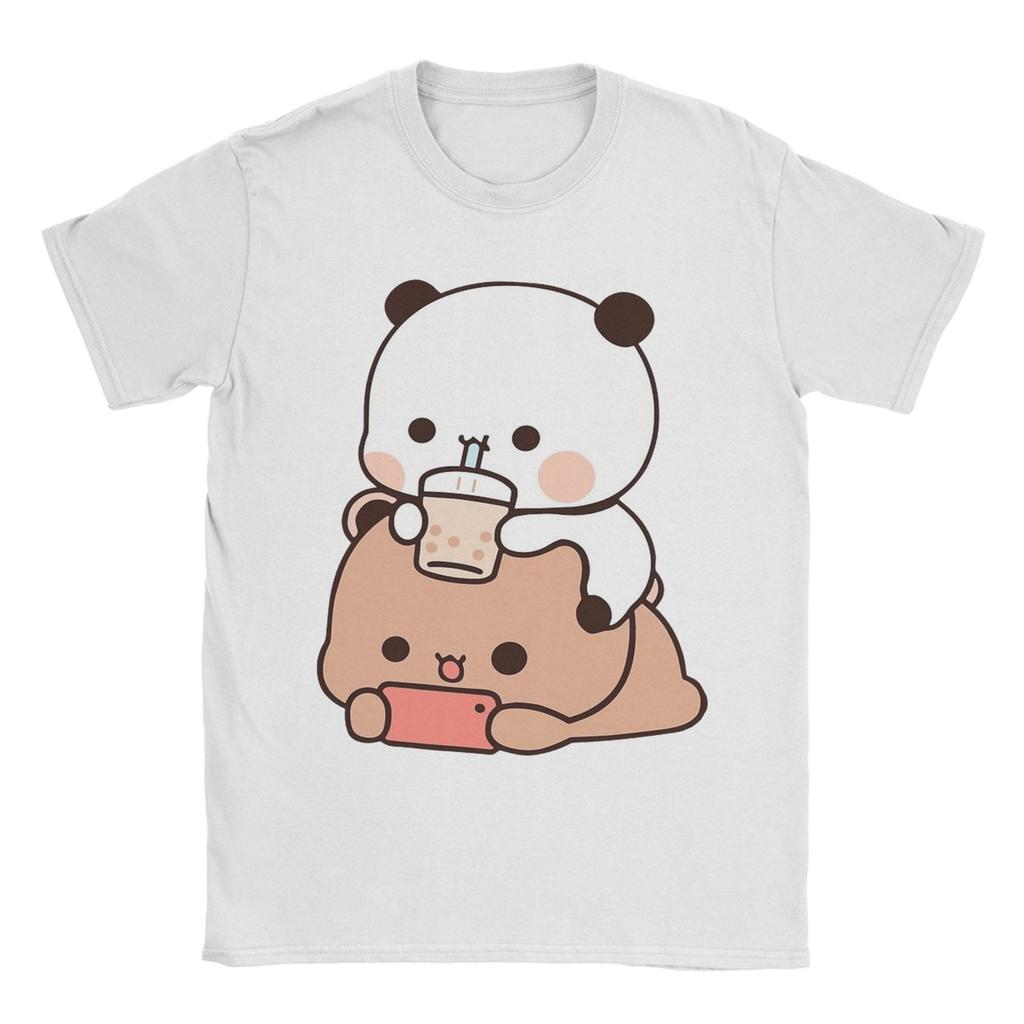 Mens Panda Bear Bubble Tea Anime Cartoon Kawaii T Shirt  Cotton Clothing Fashion Short Sleeve O Neck Tees Birthday Gift TShirt