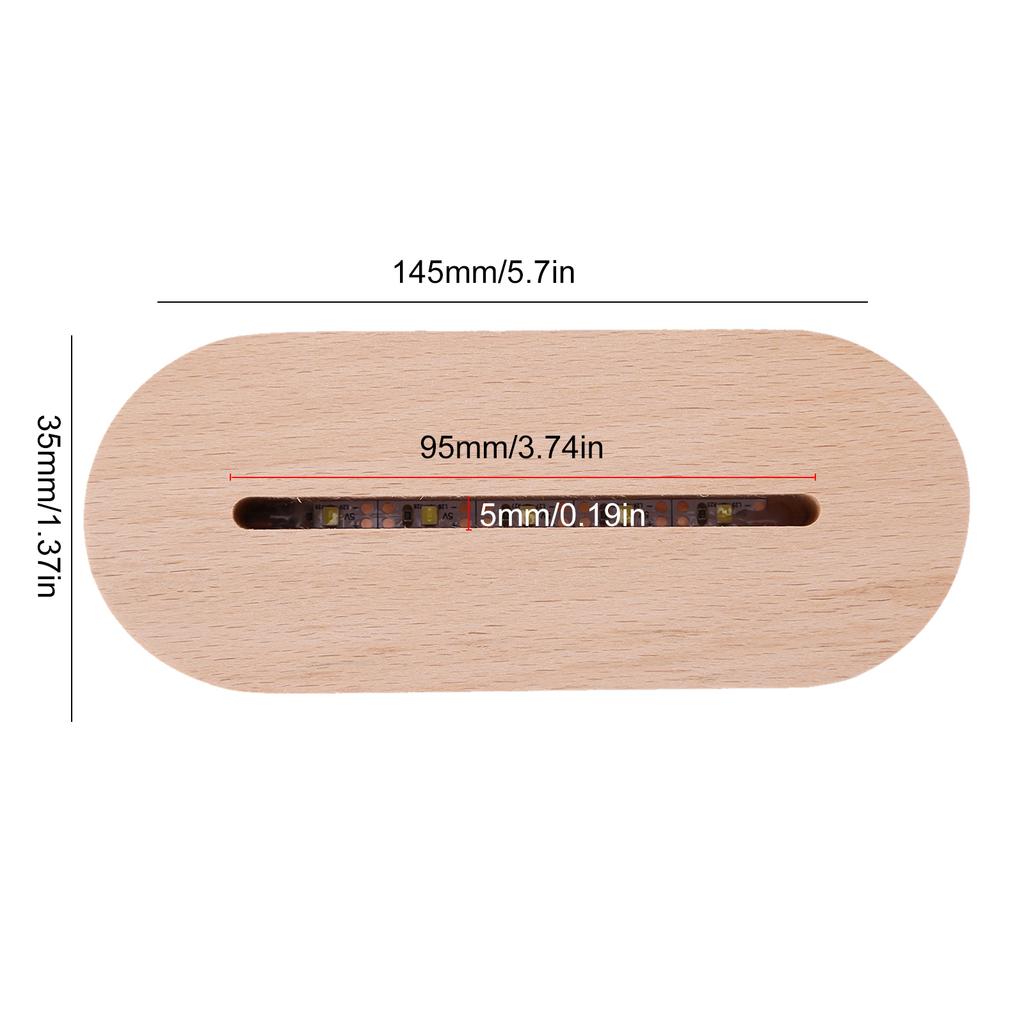 5 Stück Rechteckige Solide Holz-LED-Basisleiste Leuchtende Basis USB-beleuchteter Displayständer für Harzbuchstabenlampe Glas Harz Kunstlichter