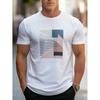 Geometric Block T-Shirt,Soft Breathable & Fade-Resistant, Classic Fit for Daily Casual Wear