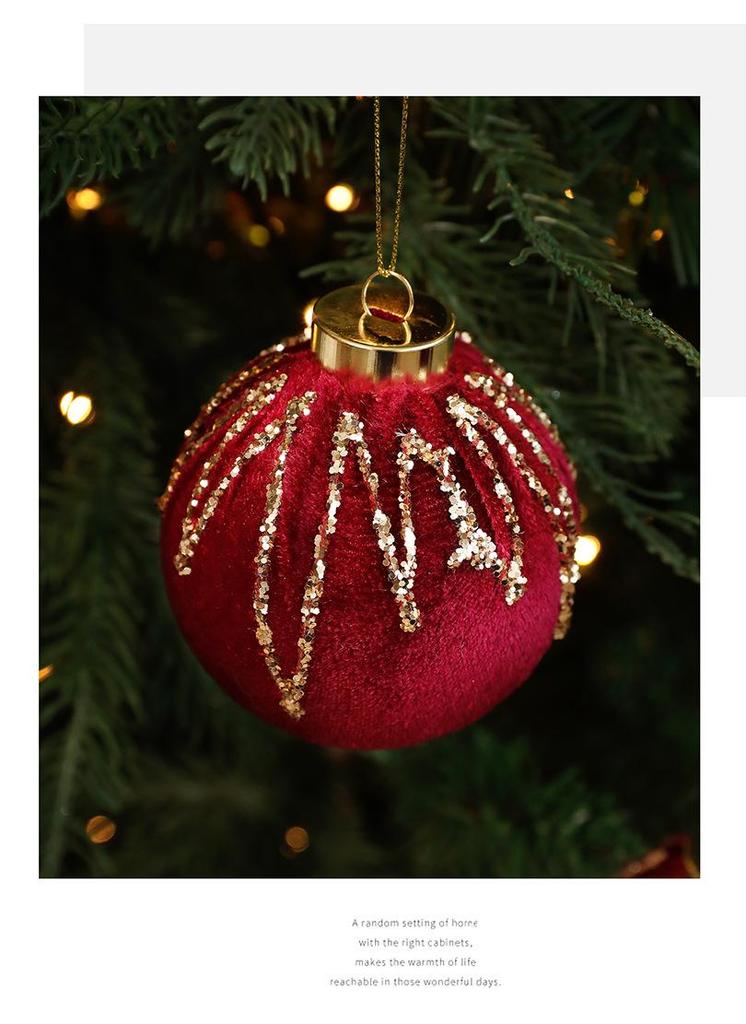 8CM Velvet Wrapped Christmas Ornament Ball with Gold Powder