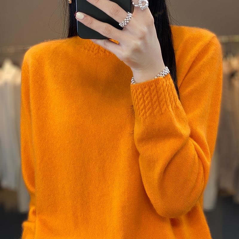 Suéter de cachemira para mujer Qinghe cachemira 30% cachemira 70% lana jersey de otoño e invierno cálido y a la moda