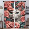 Kitchen Curtains 2 Pieces Animal Window Curtain for Room 2 Panel Shades Blinds Halloween Decoration Partition Tulle for Bedroom