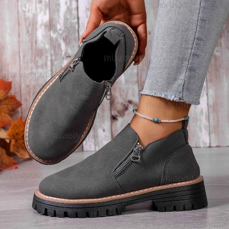 Size 36-43 Women's Suede Short Boots Side Zipper Anti-slip Booties Autumn Winter Fashion Casual Shoes for Women Bottes Femmes
