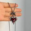 Cross-Border Y2K Gothic Red Heart Thorns Pendant Necklace