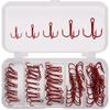 50Pcs Portable Red Fishing Hooks Kit High Carbon Steel Sharp Barbs for Freshwater Bass Fishing Angler Gifts