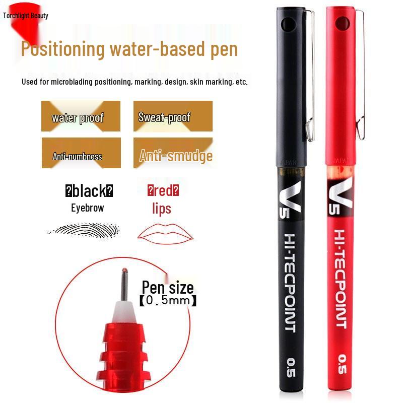 Water-Based Embroidery Marker Pen: 0.5 Fine Tip for Positioning Eyebrow and Lip Lines