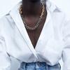 Women Asymmetric Gold Silver Necklace Unisex Chain Necklace Fashion Jewelry Stylish Collarbone Chain Metal Texture