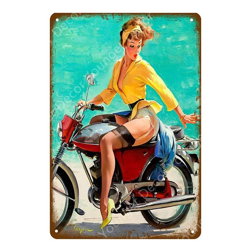 Amerikanisches Pin-Up-Girl Dame Blechschild Schlafzimmer Badezimmer Wanddekoration Pub Café Bar Party Club Vintage Poster Metallbild YI-051