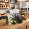 1pc Tissue Box Holder with Rustic Country Botanical Design-Lavender Flower Bowl Natural,Durable Polyester,Ideal for Kitchen,Living Room,Bedroom,Bathro