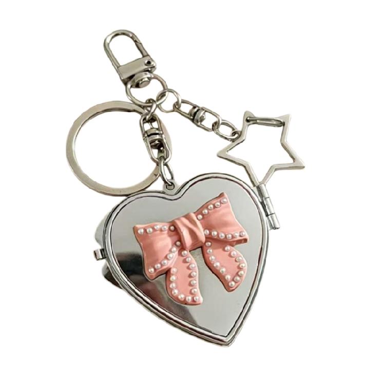 Lovely Butterfly Heart Mirror Keychain Perfect For Keys Bags And Earphones Trendy Phone Ornament for Women