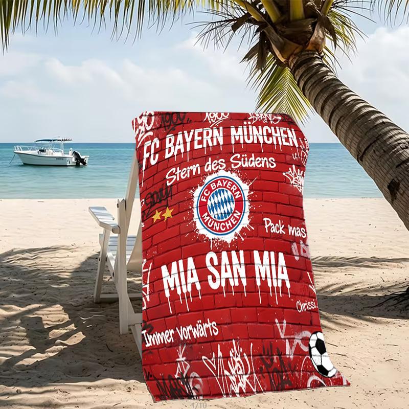Beach Towel with FC Bayern München logo Pattern - soft,absorbent,machine washable Lightweight&Modern,swimming,Travel Essentials