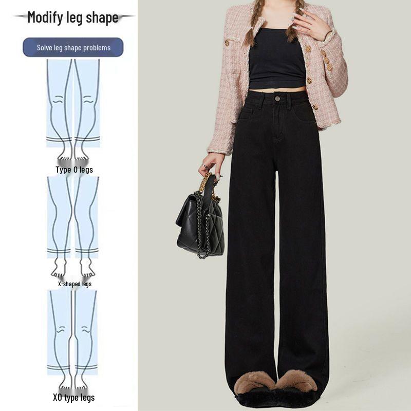 

High-Waisted Black Wide-Leg Pear-Shaped Pants: Plus-Size Slimming, Sexy, Loose Fit for Autumn and Summer XS