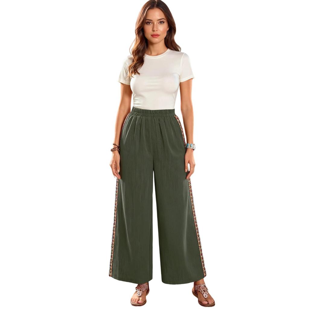 Womens Pants Casual Drawstring Elastic Waist Pants Comfy Straight Yoga Loose Trousers