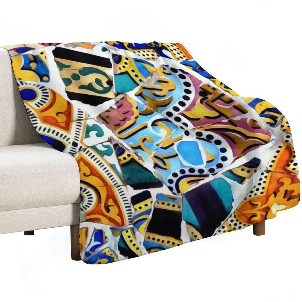 Gaudi Barselona mosaic Throw Blanket No Pilling Soft Warm Blanket for Bed