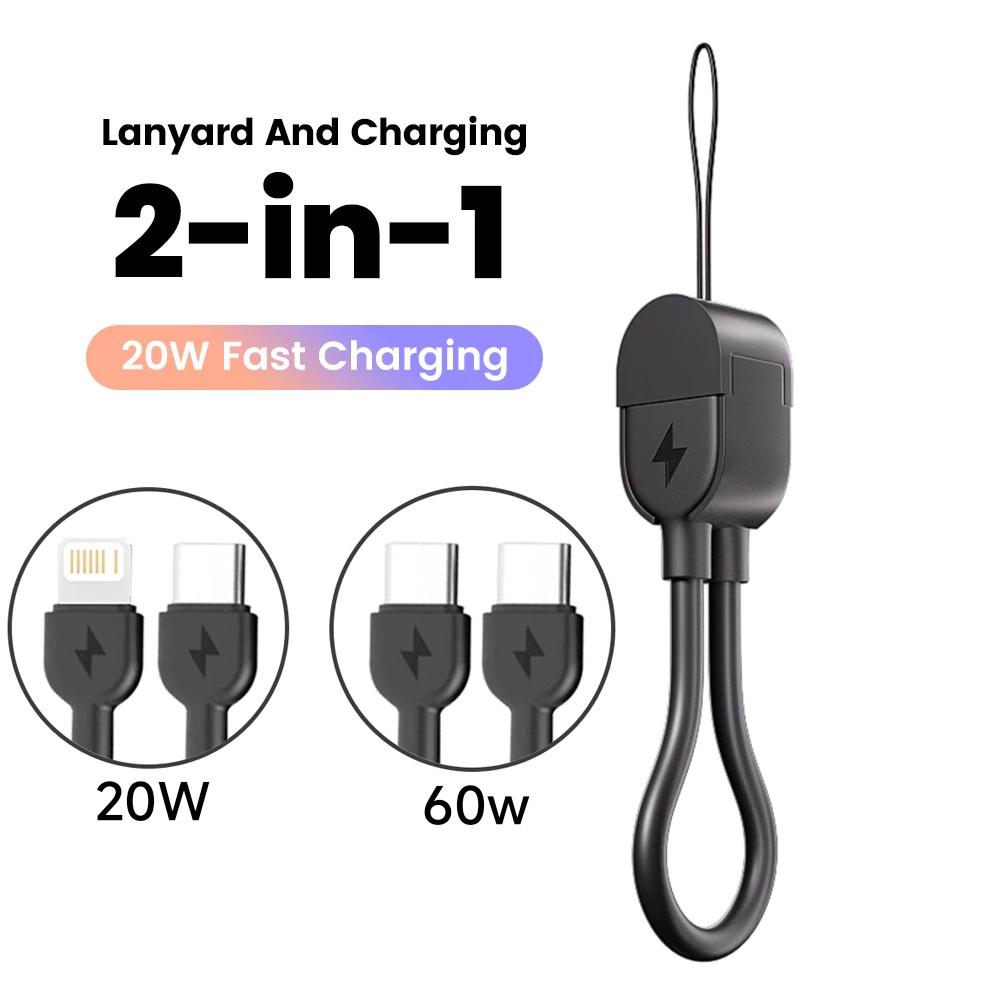 PD 20W/60W Cable Portable Keychain Short USB C To Type C Fast Charging Wire For Samsung Xiaomi iPhone 17 16 15 14 13 Support Data Transfer