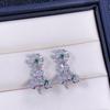 S925 Silver Flower Pendant with Jade and Zircon Inlay Bead 11-12mm