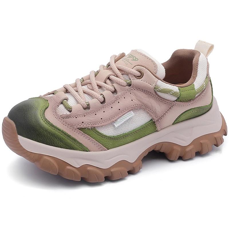 Módní GKTINOO šněrovací dámské ploché boty tenisky z pravé kůže s měkkou podrážkou 2025 nové ručně vyráběné lehké sportovní platformové tenisky