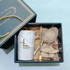Nordic Ceramic Couple Mug with Lid and Spoon - Stone Pattern Gift Cup for Company Events