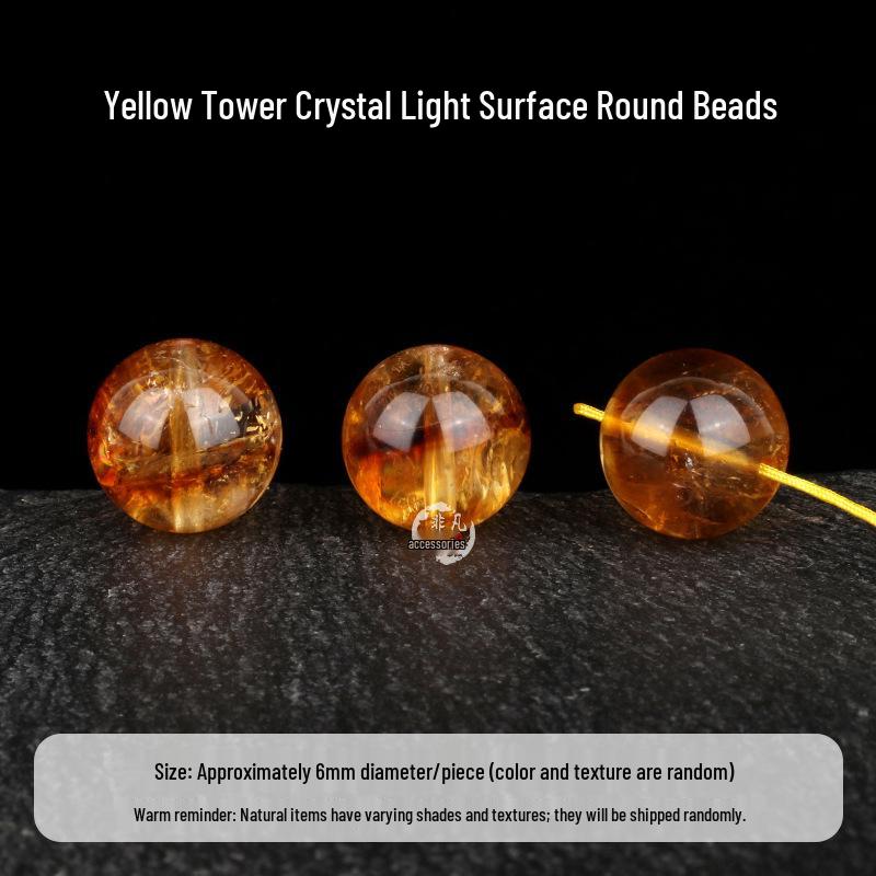 Natural Yellow Topaz & Citrine Crystal Round Bead Bracelet with Azeztulite for DIY Beading Accessories