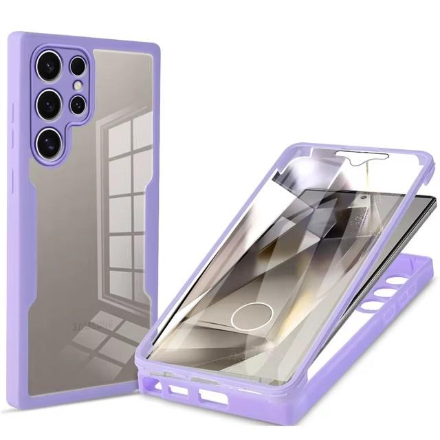 360 Full Cover Case For Samsung S24 S25 Ultra S23 S22 Plus S21 FE 5G Cases Shockproof  Screen Protection Transparent Phone Cover