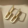 Square Earrings Gold Color Geometric Square Hoop Earrings For Women Huggie Punk Hip-Hop Metal Round Circle  Trendy