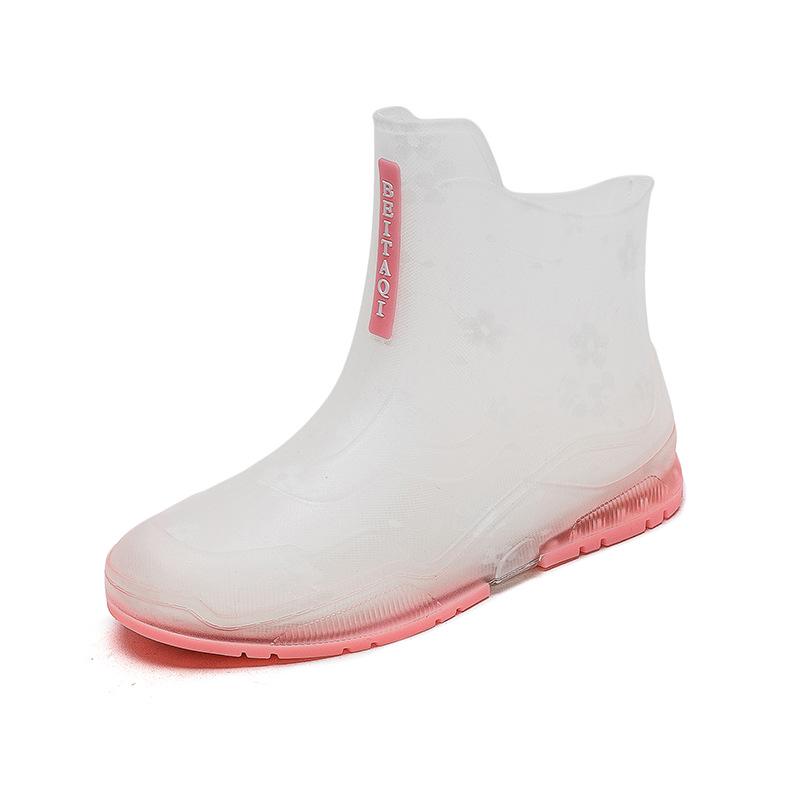 Stylish Women's Transparent Non-Slip Rain Boots - Short Rubber Jelly Shoes
