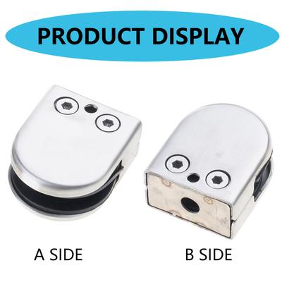 2Pcs Adjustable U Shaped Glass Panel Clip Stainless Steel Railing Mounts for Pool Fence Thickness Brushed Hardware