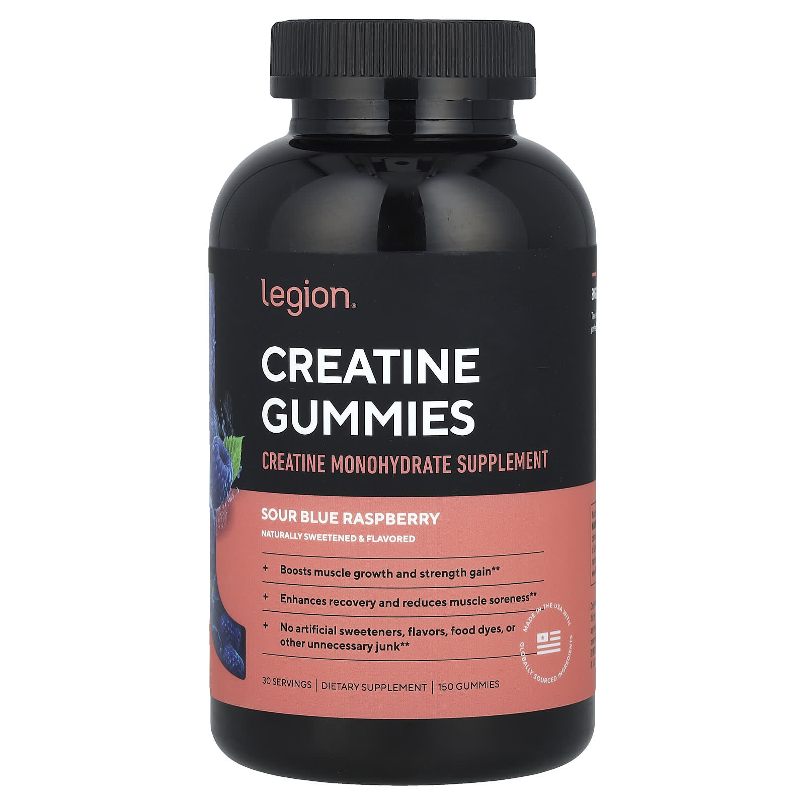 

Creatine Gummies, Sour Blue Raspberry, 150 Gummies
