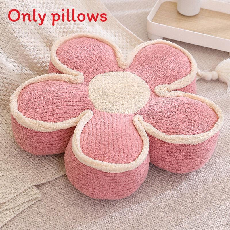 

Plush Flower Cozy Cushion With Spliced Design Pillows For Sofa Bed Lounge Use 15cm розовый