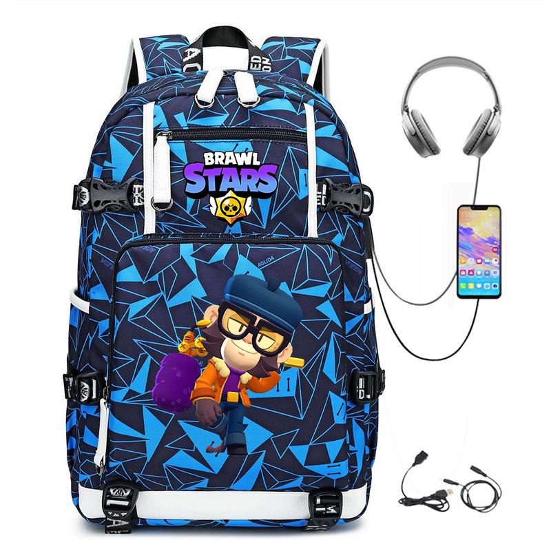 Mochila Periférica Brawl Stars Com Usb Mochila de Estudante para Viagem ao Ar Livre Mochila de Montanhismo de Grande Capacidade