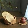 Handcrafted Rattan Coaster Set - Autumn Vine Design, Heat-Resistant Pot Mats for Kitchen & Dining, Wooden Storage Tea Accessories, Handmade