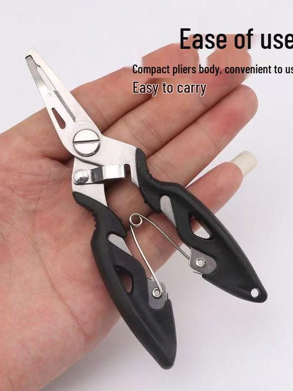Multi-Functional Fishing Pliers: Lure Handling, Line Cutting, Hook Removal, Lead Cutting, and Line Tying Tool.