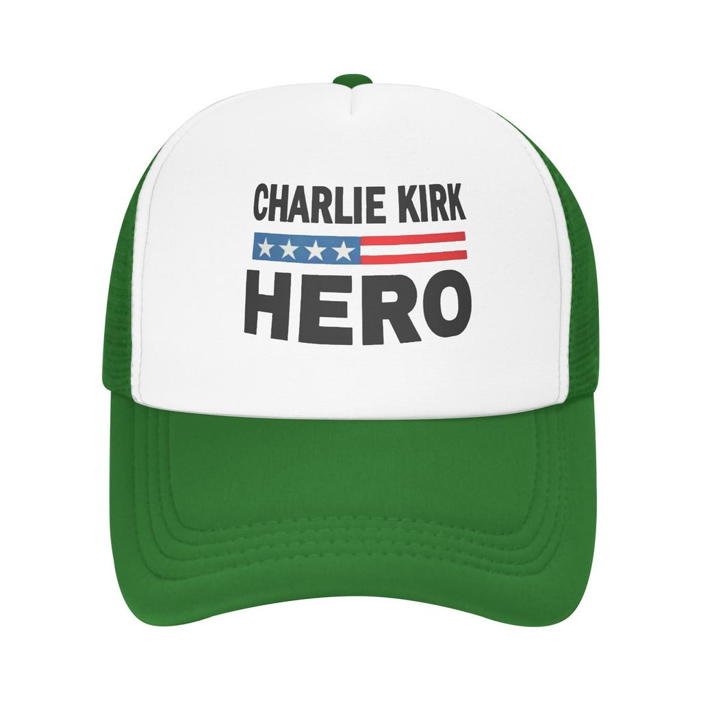 Helden-Charlie-Kirk-Flagge Benutzerdefinierte Netz-Baseballkappen für Herren Camping Damen Strand Papa-Hut Schirmmütze