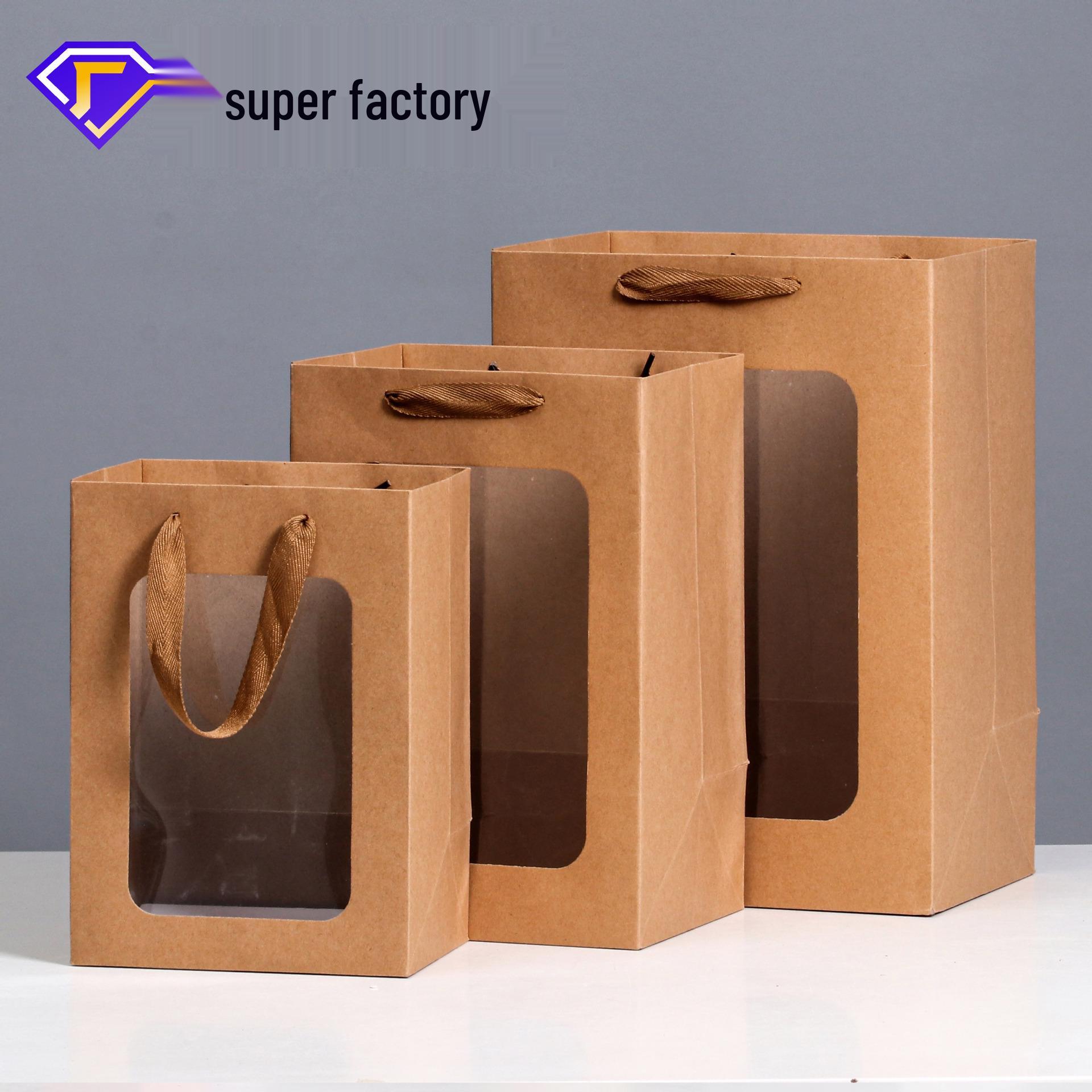 Skylight Display Handbag - Transparent Flower Christmas Gift Bag with Window