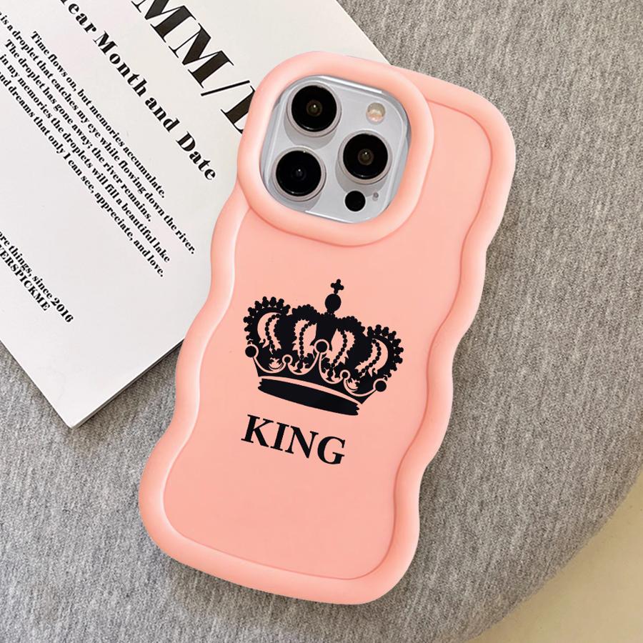 Soft Phone Cover Case for iPhone 15 Plus XR 13 11 8 14 16 Pro Max 17 Air 12 Crown Queen King Letter