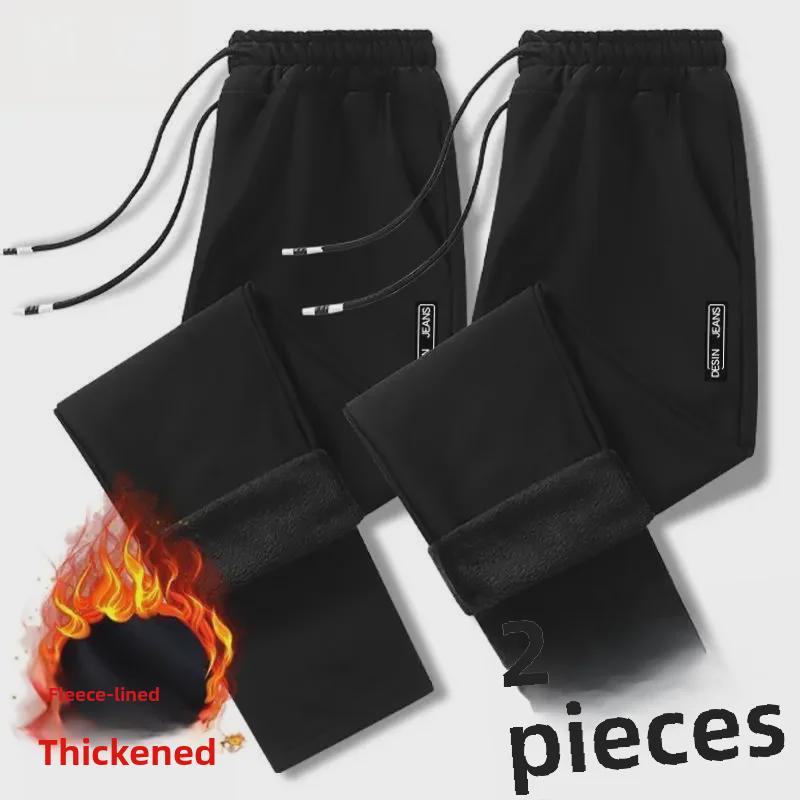 Pánské plusové sametové zateplené ležérní kalhoty: Podzim/Zima Volné, Rovné, Slim Tepláky