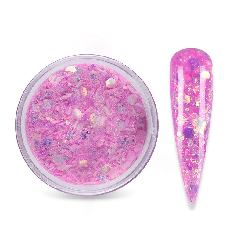 15g Nail Art Akrylový prášek Smíšený Mořská panna Šestiúhelník robustní třpytivé flitry pro nehtovou modeláž gel Polish Manikúra