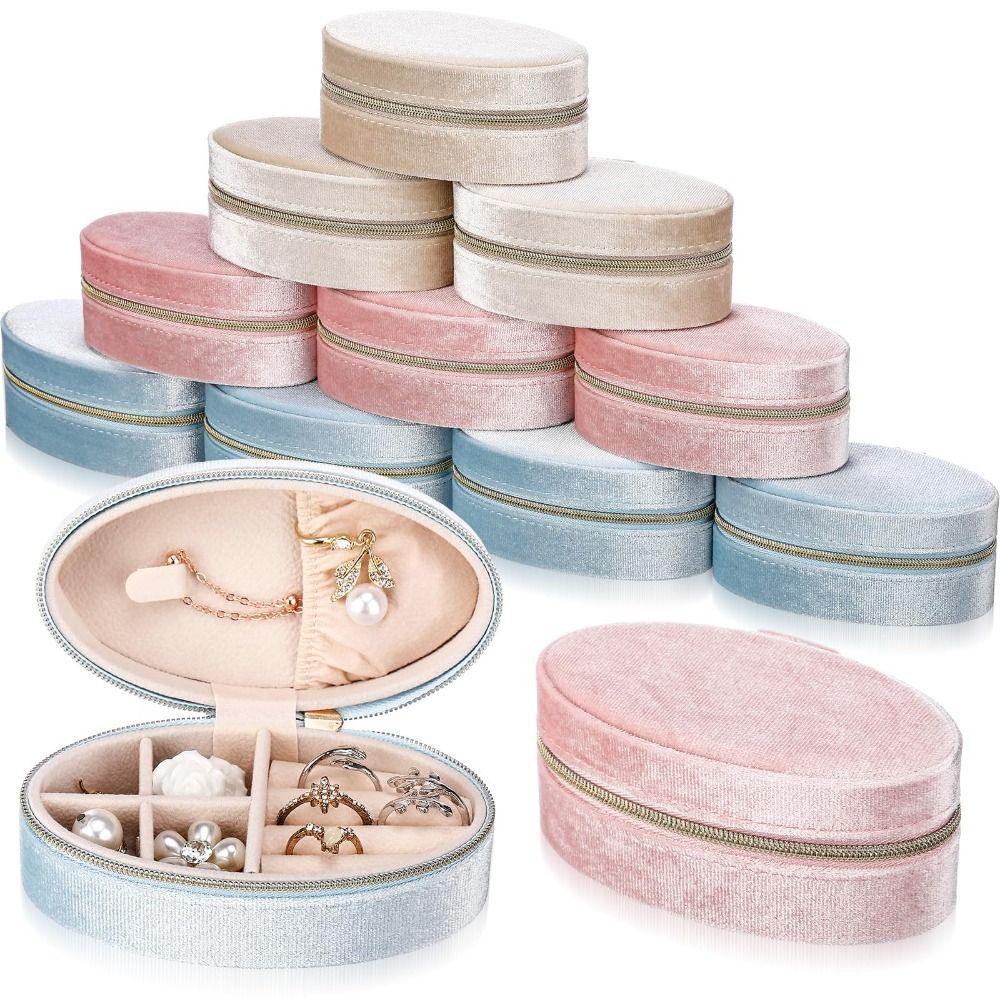 Ellipse Reise Schmuckkoffer Tragbare Schmuck Organizer Tasche Halskette Ring Ohrringe für Frauen