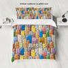 3-piece Down Duvet Cover with Cat Pattern Print (1 Down Duvet Cover+2 Pillowcases, No Core) Soft and Comfortable Bedding Set