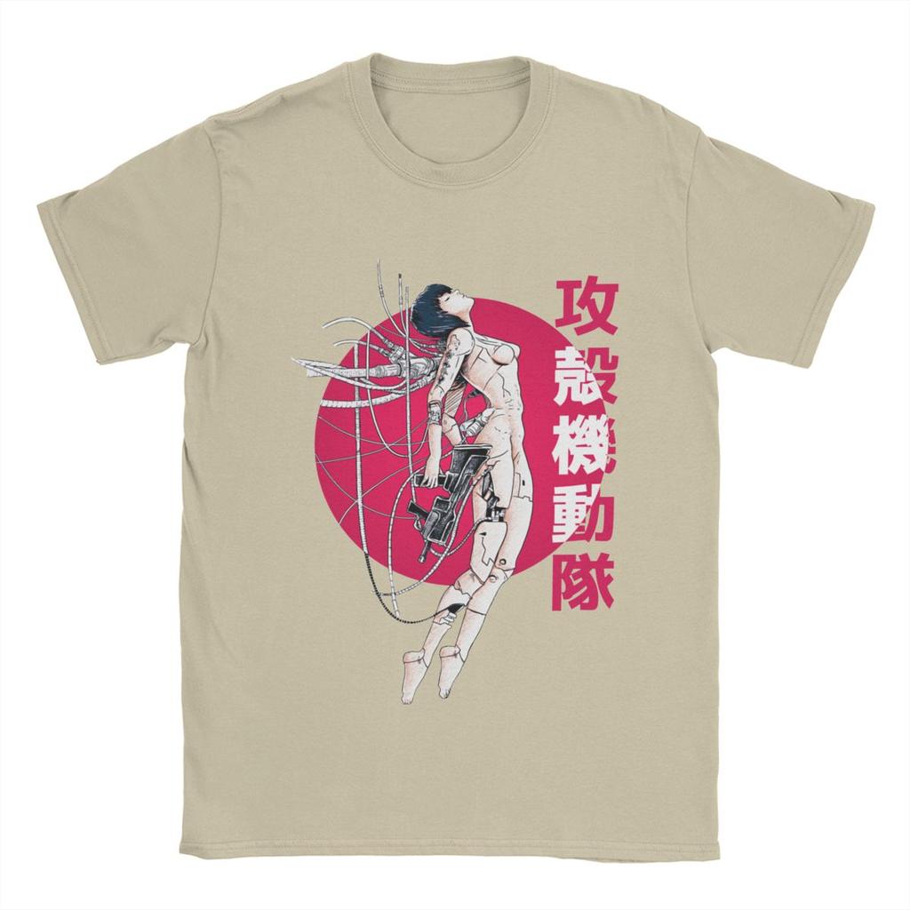 Ghost In The Shell Sun T Shirt for Men 100% Cotton Amazing T-Shirt Crew Neck Anime Manga Tees Short Sleeve Clothes Plus Size