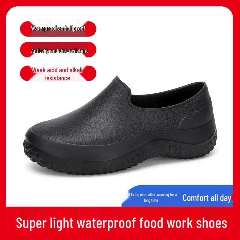 

Специальные водонепроницаемые нескользящие рабочие ботинки от шеф-повара - Унисекс Черные/Красные Кожаные Ботинки для Рыбалки и Дождя 45