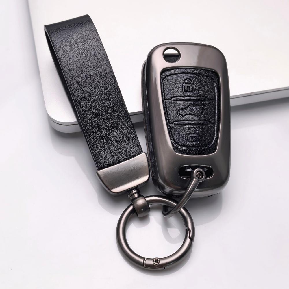 Zinc Alloy Leather Key Case Cover For Kia Soul Venga Picanto Rio Sorento Ceed Sportage For Hyundai i20 i30 Veloster ix20