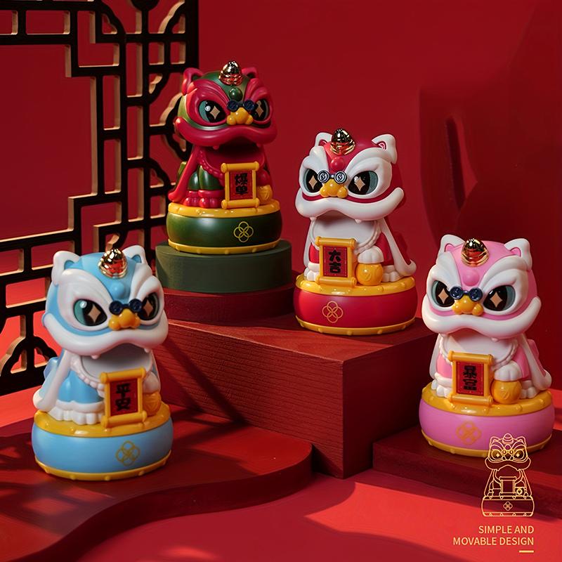 Maskottchen Ornament Chinesischer Stil Glücklicher Tanzender Löwe Modell Solarbetrieben Heimdekoration Feiertagsgeschenke Bringen Reichtum Glück