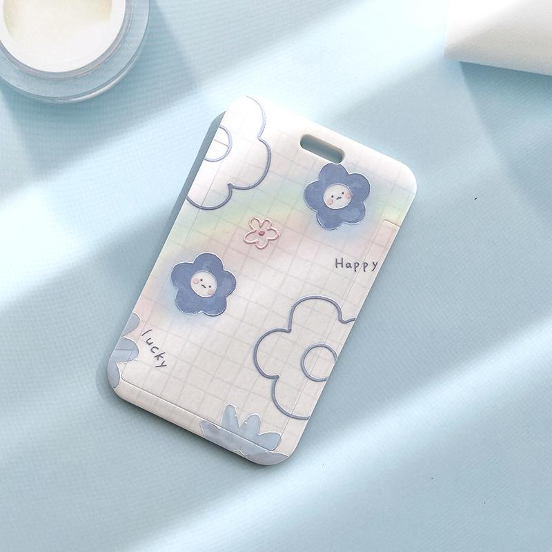 Ins Creative Flower Sliding Card Cover Student Meal Cards Bus Subway Access Card Case IC ID Protection Covers Credit Card Holder