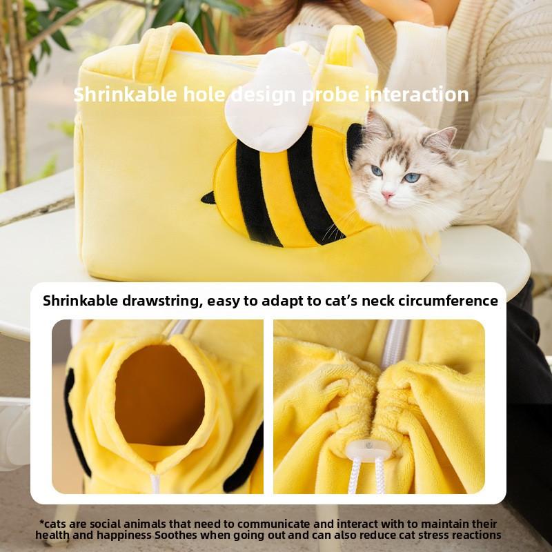 Autumn and Winter Pet Out Bag Cute Cute Bee Shape Shoulder Backpack Cat Bag Puppy Dog Handbag Supplies